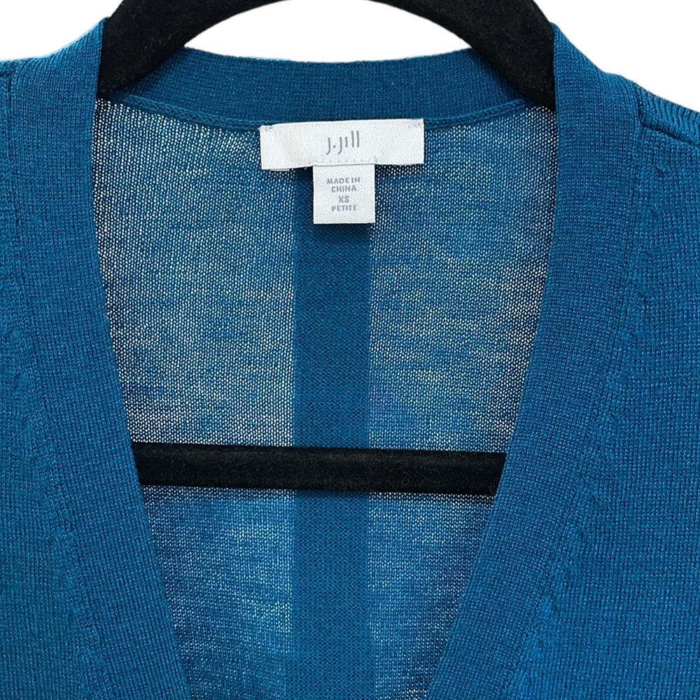 J Jill button down cardigan,SZxsp, dark, teal color, never worn, very fine knit - Picture 2 of 8
